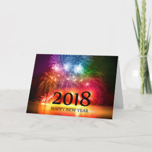 Cartão De Festividades Placa Fireworks do Feliz ano novo Dourado 2018