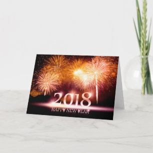 Cartão De Festividades Placa Fireworks do Feliz ano novo Dourado 2018