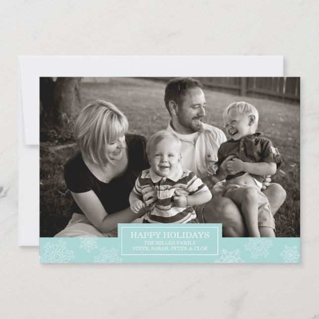 Cartão De Festividades Placa Flocos de Neve Felizes para Feriados de Féri (Frente)