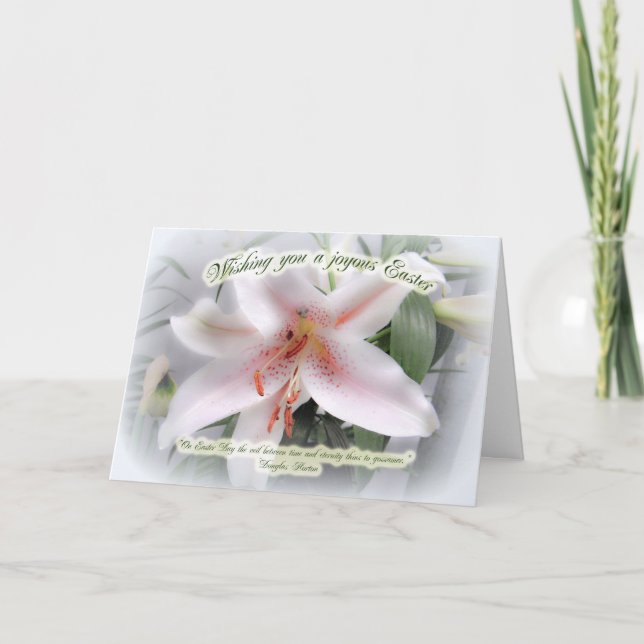 Cartão De Festividades Placa Floral White Lily com Saudação de páscoa (Frente)