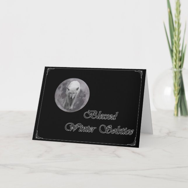 Cartão De Festividades Placa Full Moon Wolf Yule (Frente)