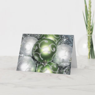 Cartão De Festividades Placa 'Green & Silver Sparkle' - Joy & Brightness