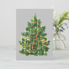 Cartão De Festividades placa lisa russa da árvore natal vintage