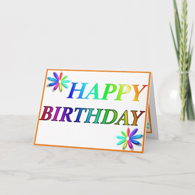 Cartão De Festividades Placa multicolorida de aniversário feliz (Frente)