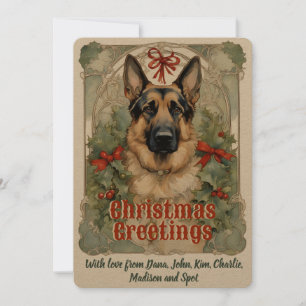 Cartão De Festividades Placa Natal vintage german shepherd