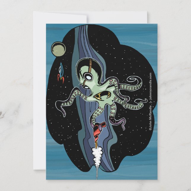 Cartão De Festividades Placa Octopus Espacial (Frente)