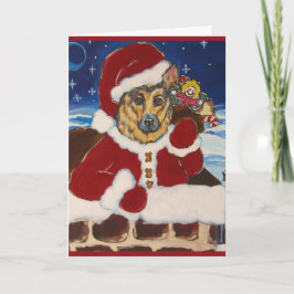 Cartão De Festividades Placa Papai noel german shepherd