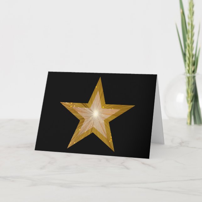 Cartão De Festividades Placa 'Parabéns!' de sinal Dourado Star 2 preta (Frente)