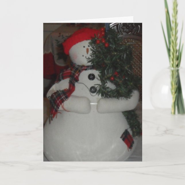 CARTÃO DE FESTIVIDADES PLACA PERSONALIZADA DE NATAL SNOWMAN (Frente)