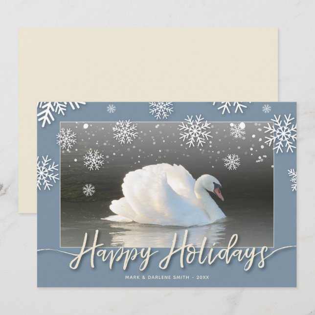 Cartão De Festividades Placa plana de Cisnes de Férias Felizes (Frente/Verso)