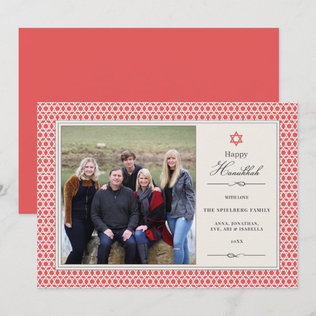 Cartão De Festividades Placa Plana de Fotografia do Chanucá Estrela Brilh (Frente/Verso)