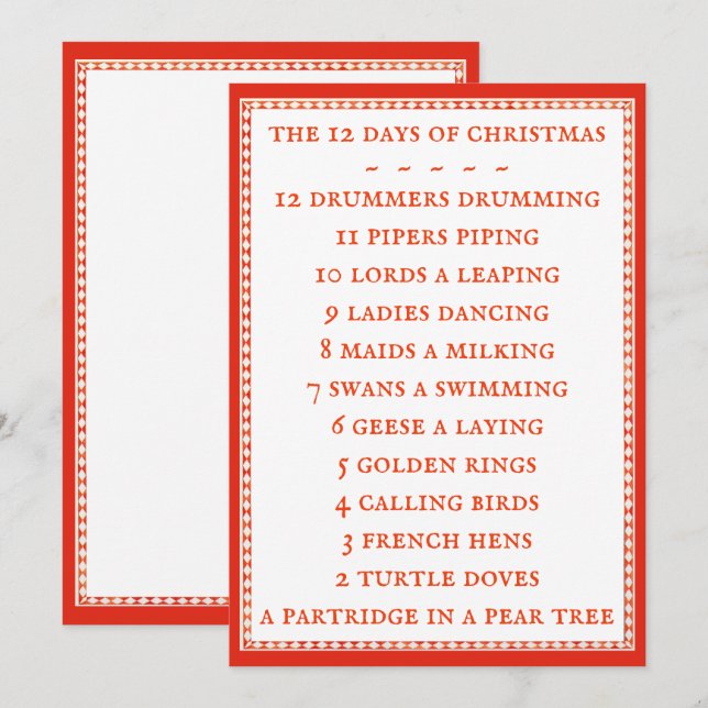 Cartão De Festividades Placa plana II LYRICS 5x7 DE 12 DIAS (Frente/Verso)