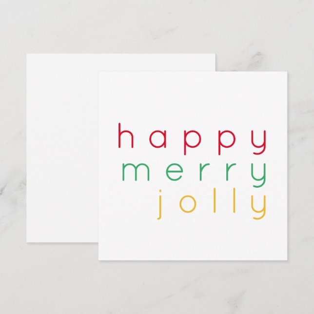 Cartão De Festividades Placa plana quadrada 5.25 JOLLY FELIZ FELIZ (Frente/Verso)