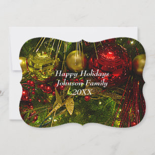 Cartão De Festividades Placa Plana Xmas de Enfeites de natal Vermelhos e