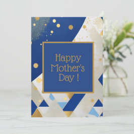 Cartão De Festividades Placa simples de Dia de as mães brilhante azul ele