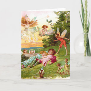 Cartão De Festividades Placa Vintage Dia de os namorados Fairy elves ama