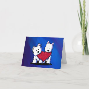 Cartão De Festividades Placa Westie Terrier Heart Duo