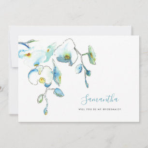 Cartão De Festividades Placas Bridesmaid de Orquídea Azul