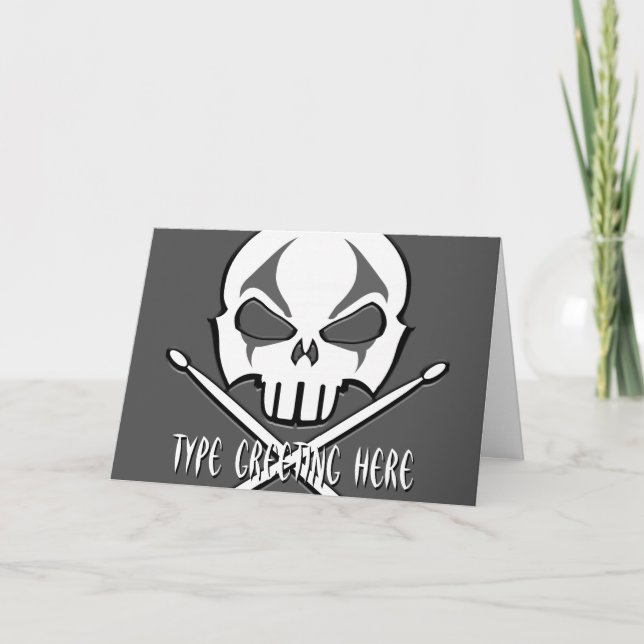 Cartão De Festividades Placas de Drummer de Metal Pesado Personalizadas p (Frente)