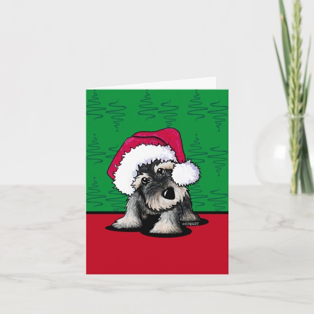 Cartão De Festividades Placas de Natal KiniArt Schnauzer (Frente)