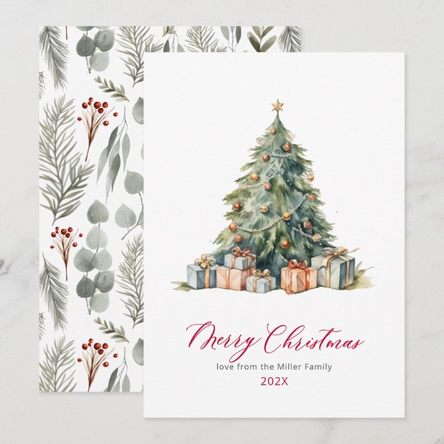 Cartão De Festividades Placas de Natal Não Fotográficas com Script Vermel (Frente/Verso)