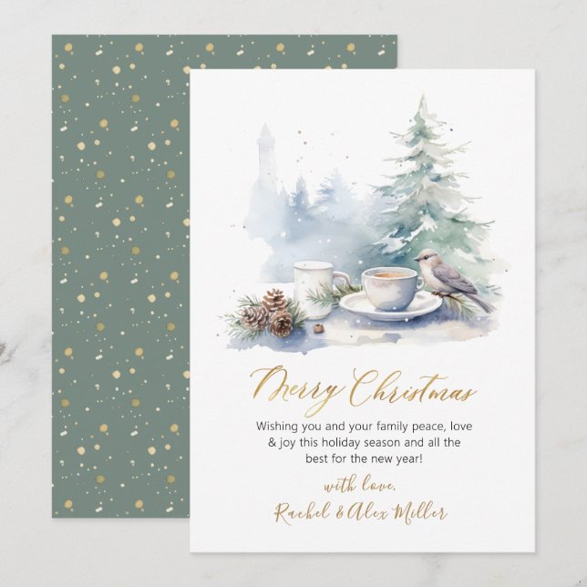 Cartão De Festividades Placas de Natal Não Fotográficas de Árvore de Pinh (Frente/Verso)