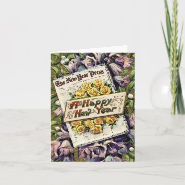 Cartão De Festividades Placas de Nota de Feliz ano novo da Era Vitoriana (Frente)