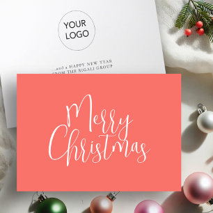 Cartão De Festividades Placas natalinas para empresas modernas com logoti