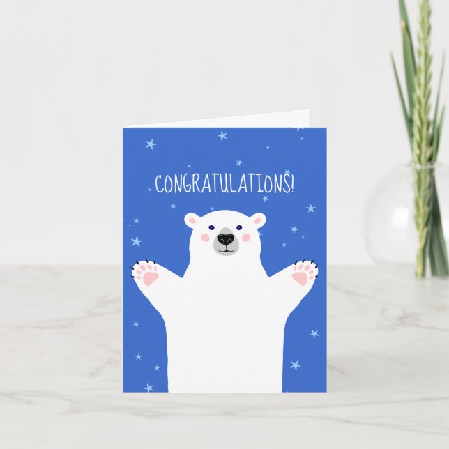 Cartão De Festividades Placas para Parabéns de Bebê Polar Bear (Frente)
