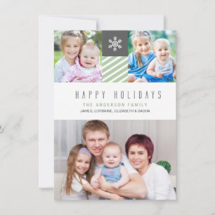 Cartão De Festividades Placas Plana Fotográficas Felizes em Stripes Moder