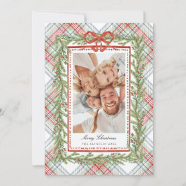 Cartão De Festividades Plaid Bow Family Photo Christmas Holiday
