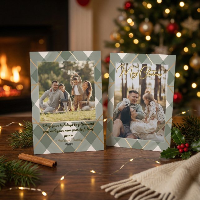 Cartão De Festividades Plaid Christmas Card Elegant Holiday Greeting (Criador carregado)