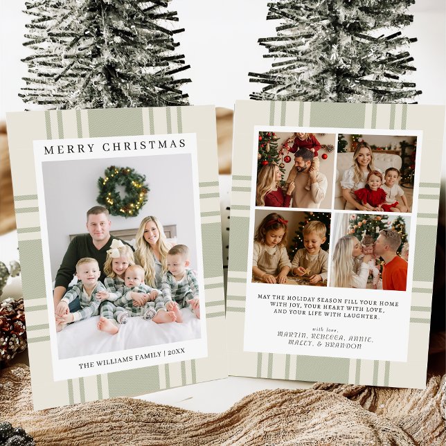 Cartão De Festividades Plaid Christmas Card with Photo Holiday Card (Criador carregado)