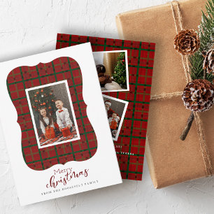 Cartão De Festividades Plaid de Búfalo 3 Foto Feliz Natal Férias Carro