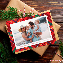 Cartão De Festividades Plaid de Natal colorido brilhante uma foto