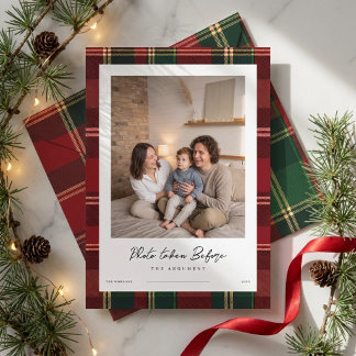 Cartão De Festividades Plaid Divertido Humorístico Foto de Família Natal