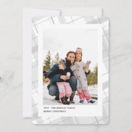 Cartão De Festividades Plaid Mínimo Um Foto Branco Vertical