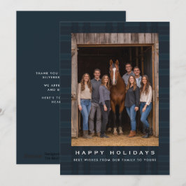 Cartão De Festividades Plaid Tartan Equestrian Barn Ranch Christmas