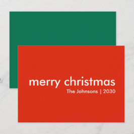 Cartão De Festividades Planície de Natal | Nome vermelho mínimo brilhante