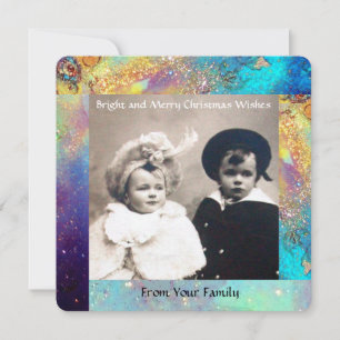 Cartão De Festividades PLANTA DE BORBOLETA MÁGICA Dourado AZUL BRILHOS Na