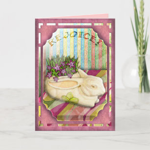 Cartão De Festividades Plantador do coelhinho da Páscoa na janela