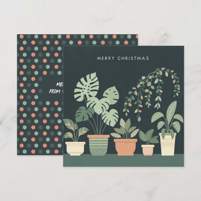 Cartão De Festividades Plantas De Vidro Laranja De Natal (Frente/Verso)