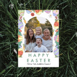 Cartão De Festividades Playful Doodle Easter Egg Arch Photo<br><div class="desc">Brighten up the holiday with this playful Easter card featuring a vibrant doodle-style illustration of eggs and spring flowers framing your family photo in a trendy arch. Its joyful colors and modern typography create a fun,  high-energy greeting that perfectly captures the spirit of a happy spring celebration</div>