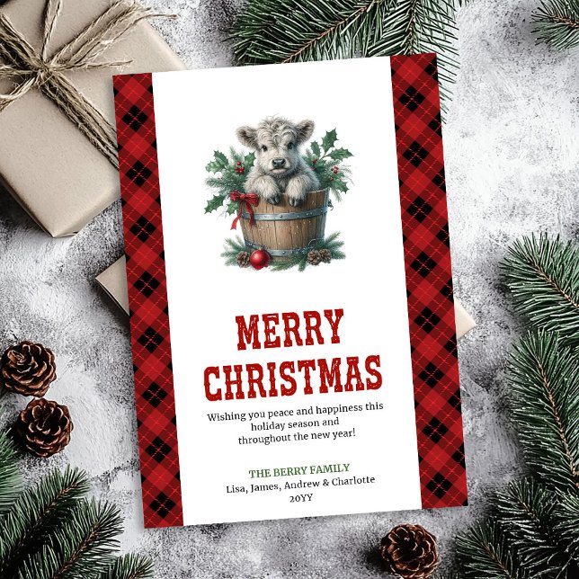 Cartão De Festividades Playful highland cow card editable holiday name (Playful highland cow card editable holiday name

)