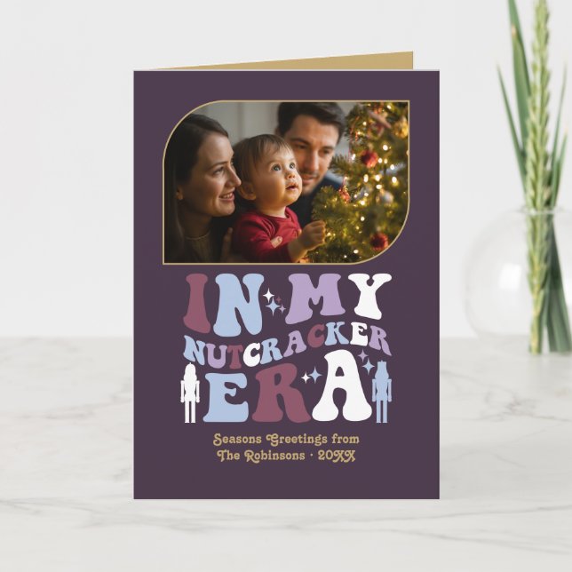 Cartão De Festividades Plum Royale Fun Retro Christmas Photos (Frente)