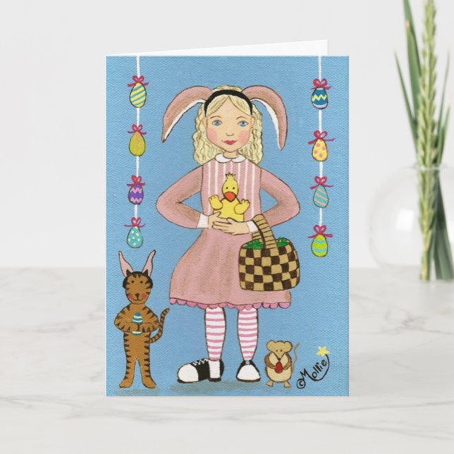 Cartão De Festividades Pnha sobre suas orelhas do coelho! (Frente)