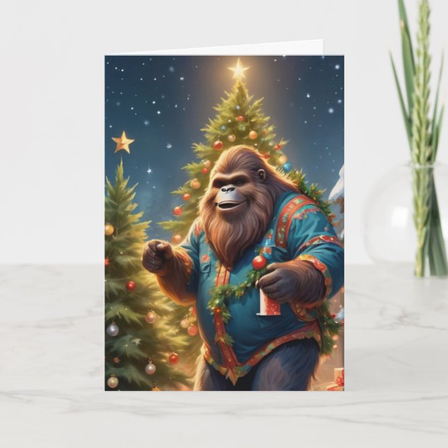 Cartão De Festividades Poda de Árvores Sasquatch (Frente)