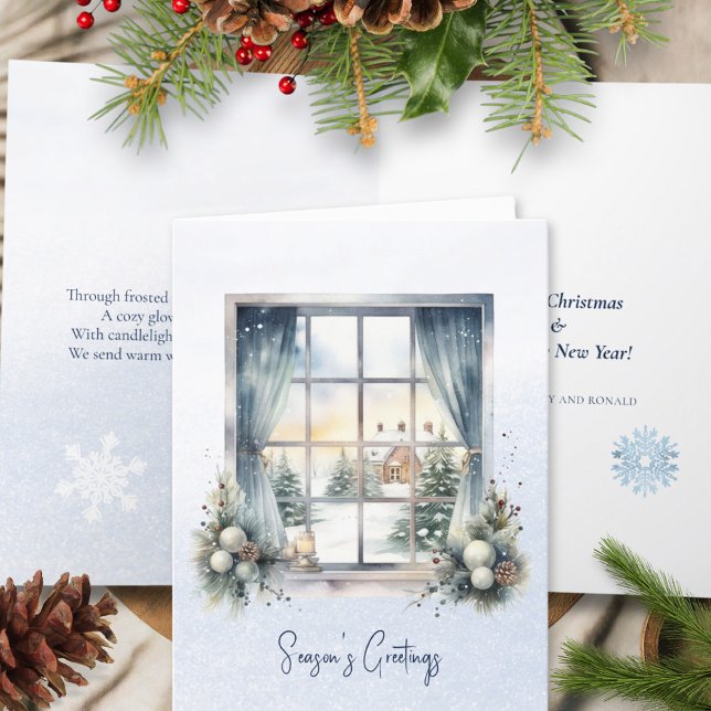 Cartão De Festividades Poem Nordic Forest Winter Pine Cone Christmas (Criador carregado)