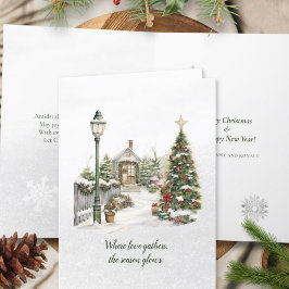 Cartão De Festividades Poem Nordic Winter Green Farmhouse Christmas
