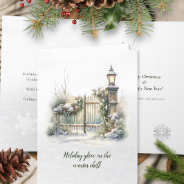 Cartão De Festividades Poem Nordic Winter Green Red Snow Wreath